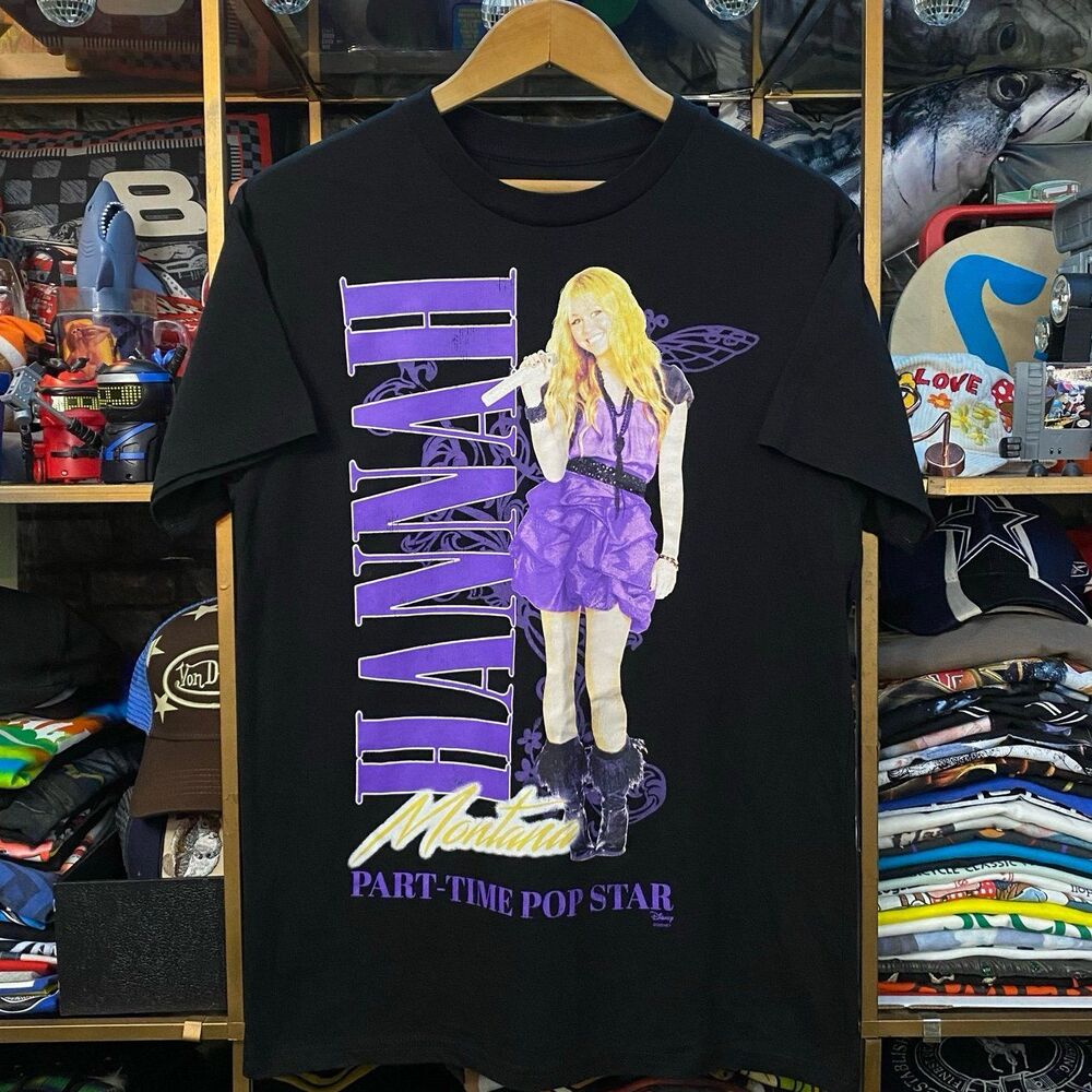 Vintage Disney Hannah Montana Part-Time Pop Star Tee Black Medium Miley Cyrus